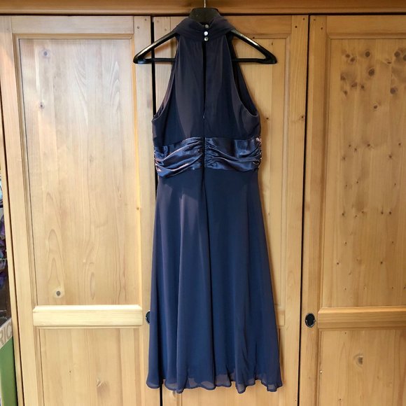 Grey-Teal Halter-style Midi Cocktail dress - Picture 7 of 13